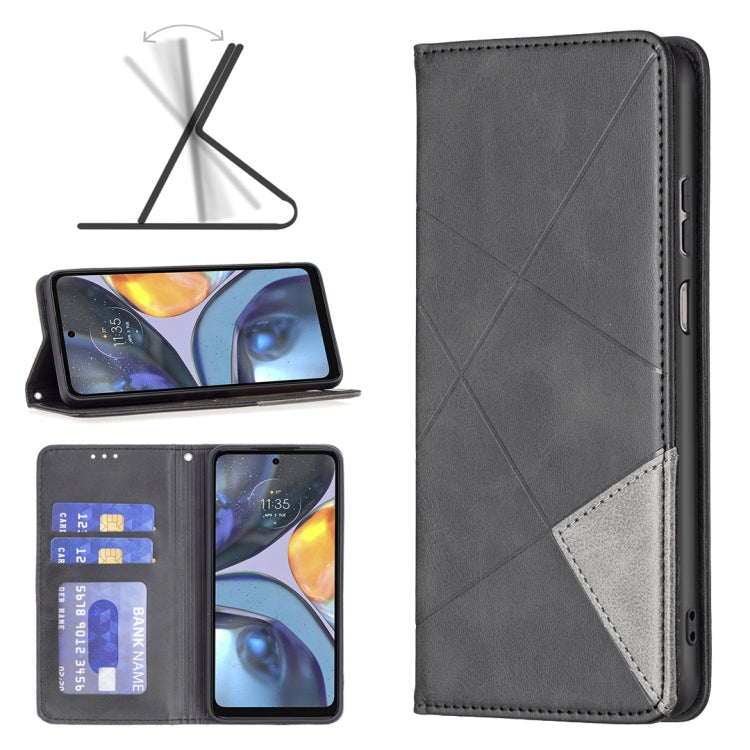 For Motorola Moto G22 Prismatic Invisible Magnetic Leather Phone Case