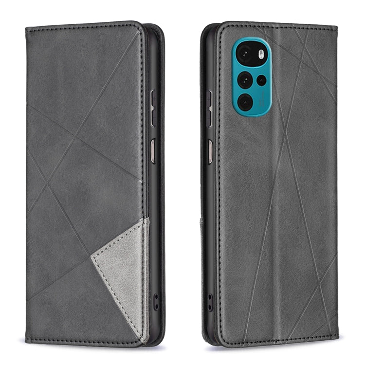 For Motorola Moto G22 Prismatic Invisible Magnetic Leather Phone Case