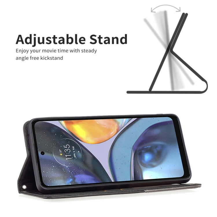 For Motorola Moto G22 Prismatic Invisible Magnetic Leather Phone Case