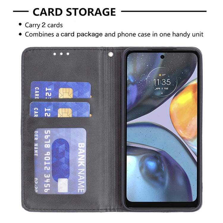 For Motorola Moto G22 Prismatic Invisible Magnetic Leather Phone Case