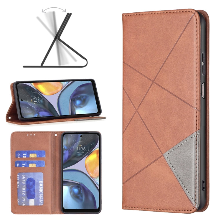 For Motorola Moto G22 Prismatic Invisible Magnetic Leather Phone Case