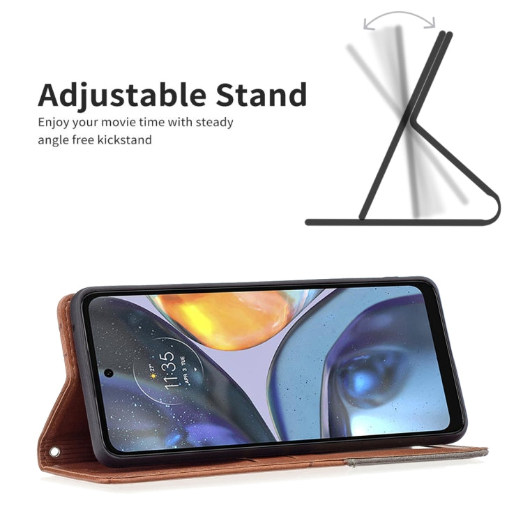 For Motorola Moto G22 Prismatic Invisible Magnetic Leather Phone Case