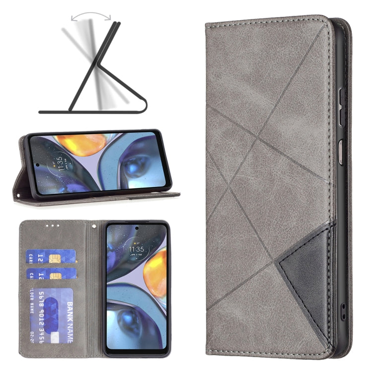 For Motorola Moto G22 Prismatic Invisible Magnetic Leather Phone Case