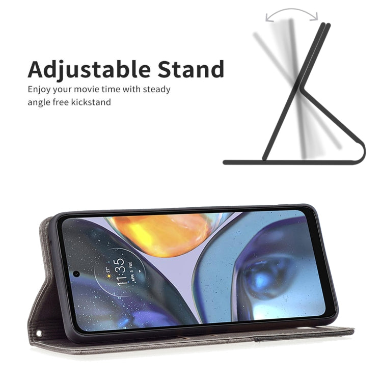 For Motorola Moto G22 Prismatic Invisible Magnetic Leather Phone Case