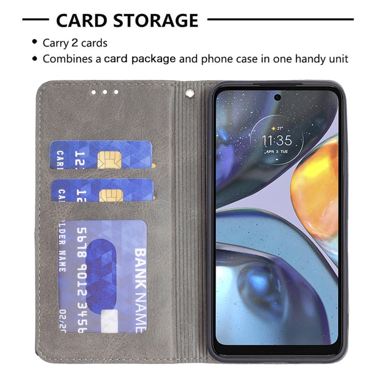 For Motorola Moto G22 Prismatic Invisible Magnetic Leather Phone Case
