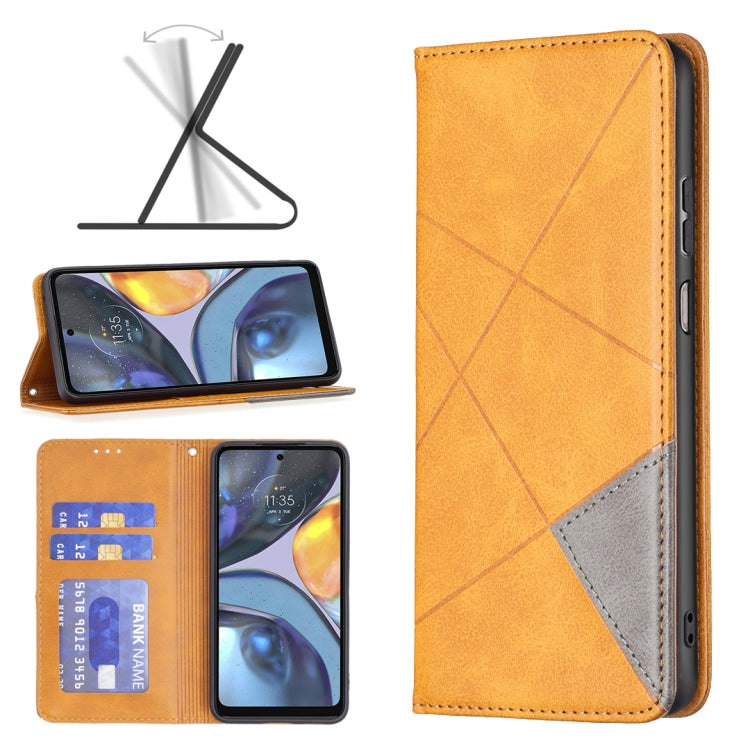 For Motorola Moto G22 Prismatic Invisible Magnetic Leather Phone Case