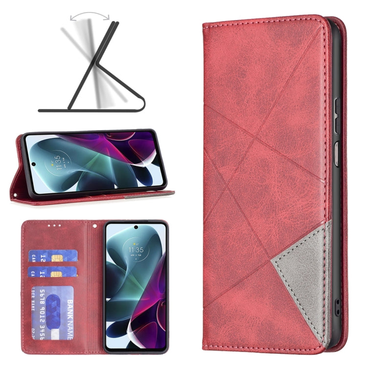 For Motorola Moto G200 5G / Edge S30 5G Prismatic Invisible Magnetic Leather Phone Case