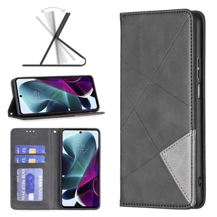 For Motorola Moto G200 5G / Edge S30 5G Prismatic Invisible Magnetic Leather Phone Case