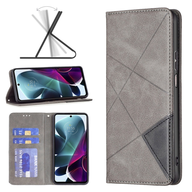 For Motorola Moto G200 5G / Edge S30 5G Prismatic Invisible Magnetic Leather Phone Case