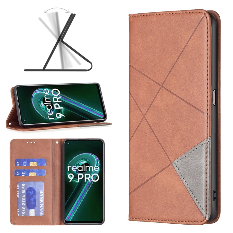 For OPPO Realme 9 Pro Prismatic Invisible Magnetic Leather Phone Case