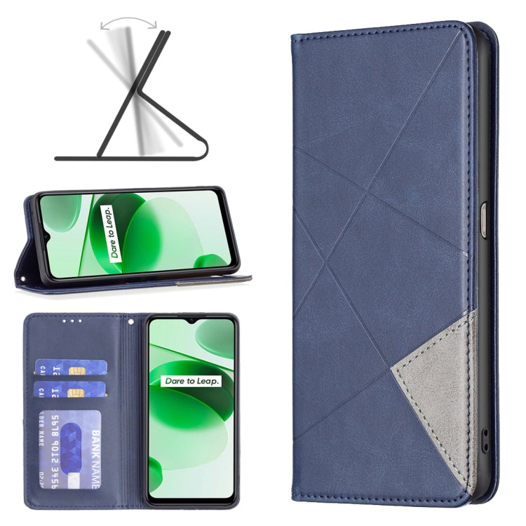 For OPPO Realme C35 Prismatic Invisible Magnetic Leather Phone Case