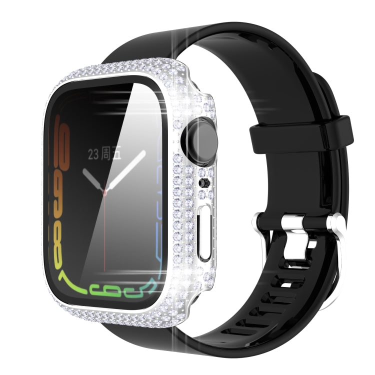 Diamond PC + Tempered Glass Watch Case For Apple Watch Series 8 / 7 41mm