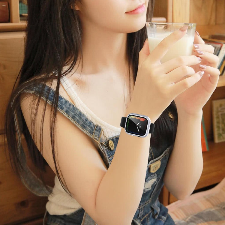 Diamond PC + Tempered Glass Watch Case For Apple Watch Series 8 / 7 41mm