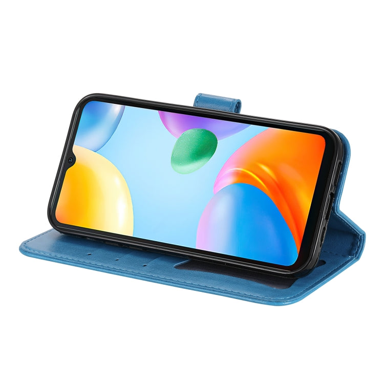 For Xiaomi Redmi 10C 4G / Redmi 10 (India) 7-petal Flowers Embossed Flip Leather Phone Case