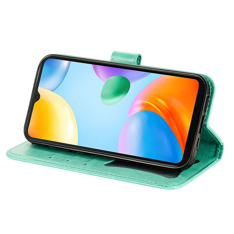 For Xiaomi Redmi 10C 4G / Redmi 10 (India) 7-petal Flowers Embossed Flip Leather Phone Case