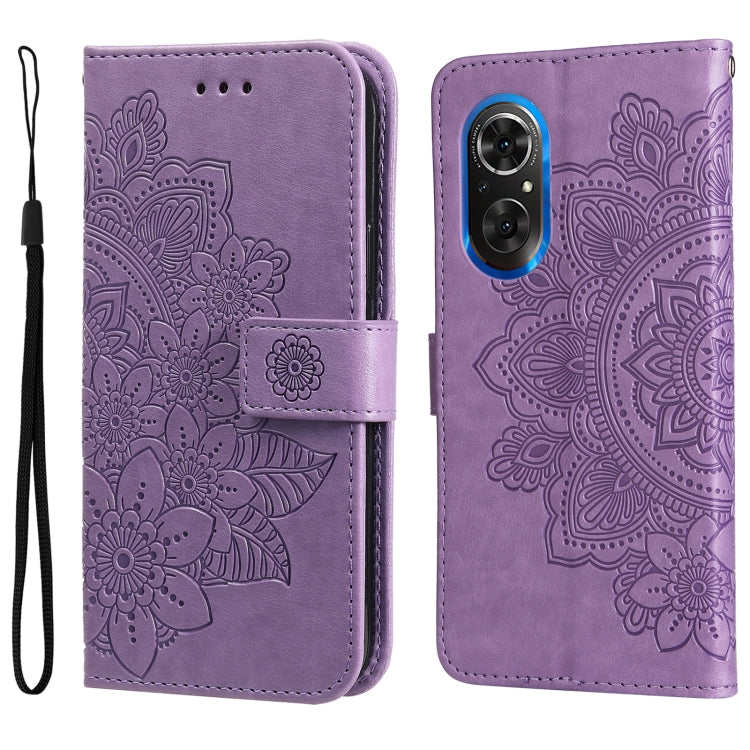 For Honor 50 SE / Huawei nova 9 SE 7-petal Flowers Embossed Flip Leather Phone Case