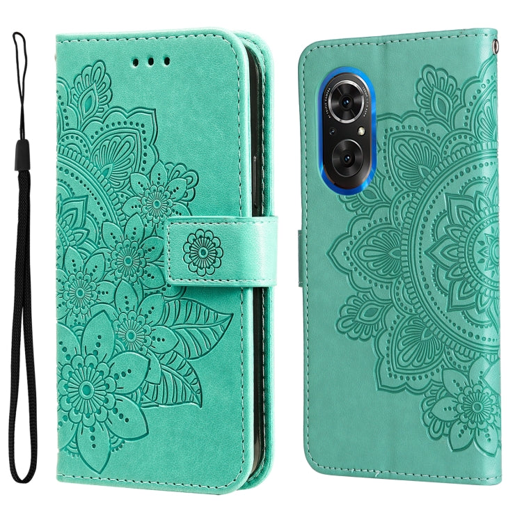 For Honor 50 SE / Huawei nova 9 SE 7-petal Flowers Embossed Flip Leather Phone Case