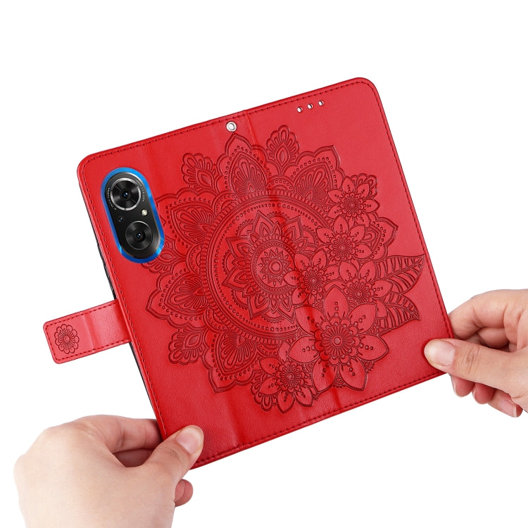 For Honor 50 SE / Huawei nova 9 SE 7-petal Flowers Embossed Flip Leather Phone Case
