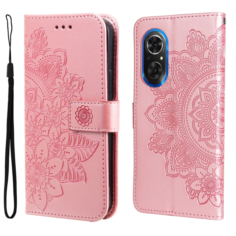 For Honor 50 SE / Huawei nova 9 SE 7-petal Flowers Embossed Flip Leather Phone Case
