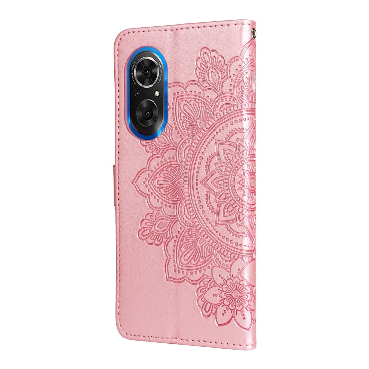For Honor 50 SE / Huawei nova 9 SE 7-petal Flowers Embossed Flip Leather Phone Case