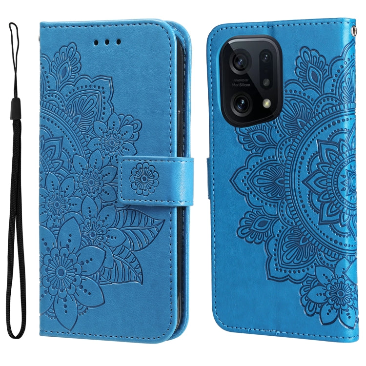 For OPPO Find X5 7-petal Flowers Embossed Flip Leather Phone Case