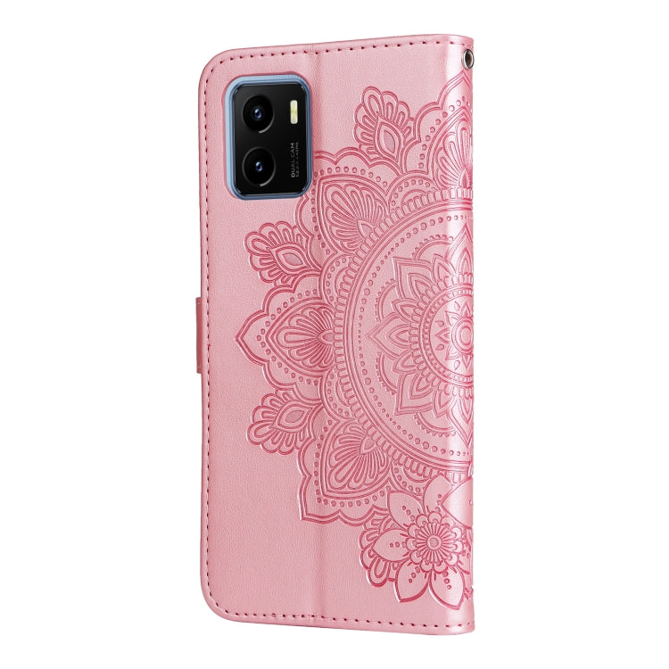 For vivo Y15s 2021 / Y15a 7-petal Flowers Embossed Flip Leather Phone Case