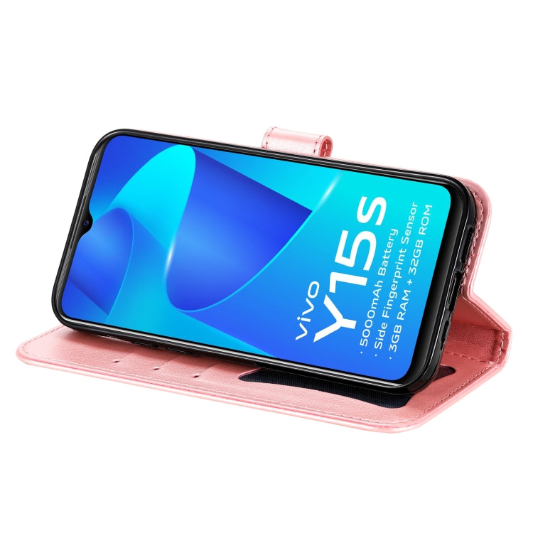 For vivo Y15s 2021 / Y15a 7-petal Flowers Embossed Flip Leather Phone Case