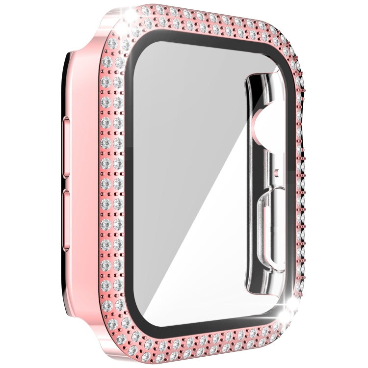 Double-Row Diamond PC+Tempered Glass Watch Case For Apple Watch Series 6&SE&5&4 40mm