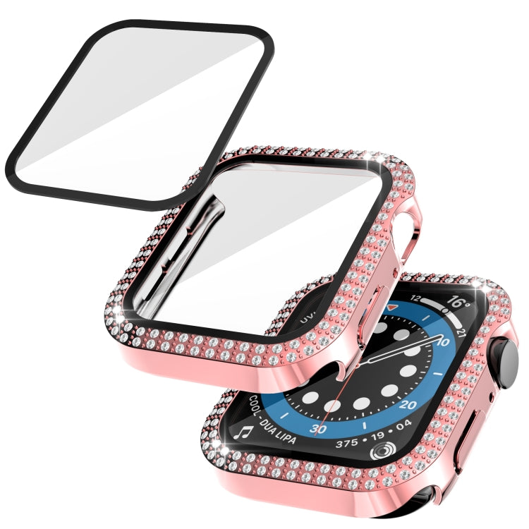Double-Row Diamond PC+Tempered Glass Watch Case For Apple Watch Series 6&SE&5&4 40mm