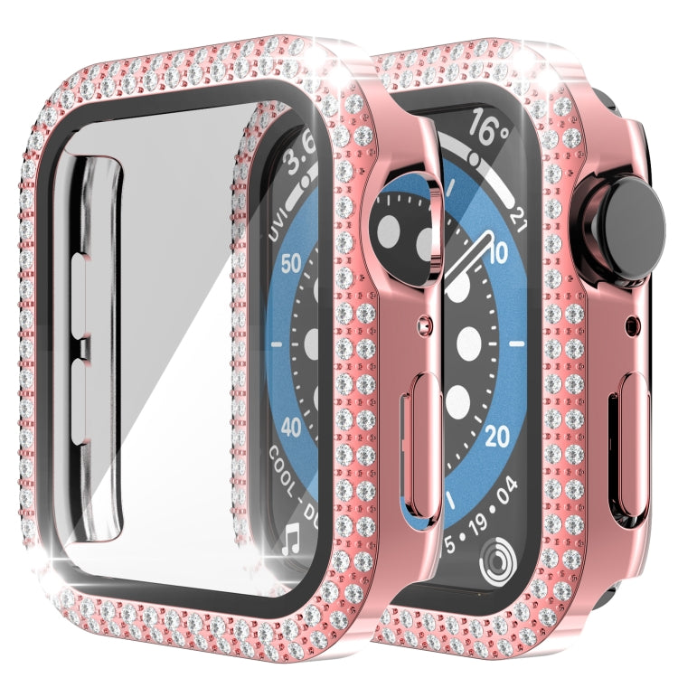 Double-Row Diamond PC+Tempered Glass Watch Case For Apple Watch Series 6&SE&5&4 40mm