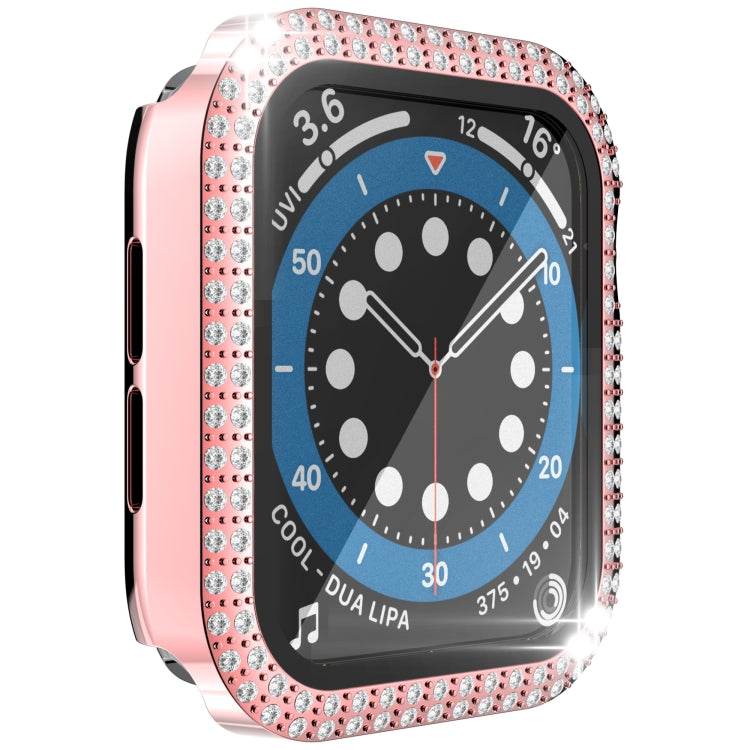Double-Row Diamond PC+Tempered Glass Watch Case For Apple Watch Series 6&SE&5&4 40mm