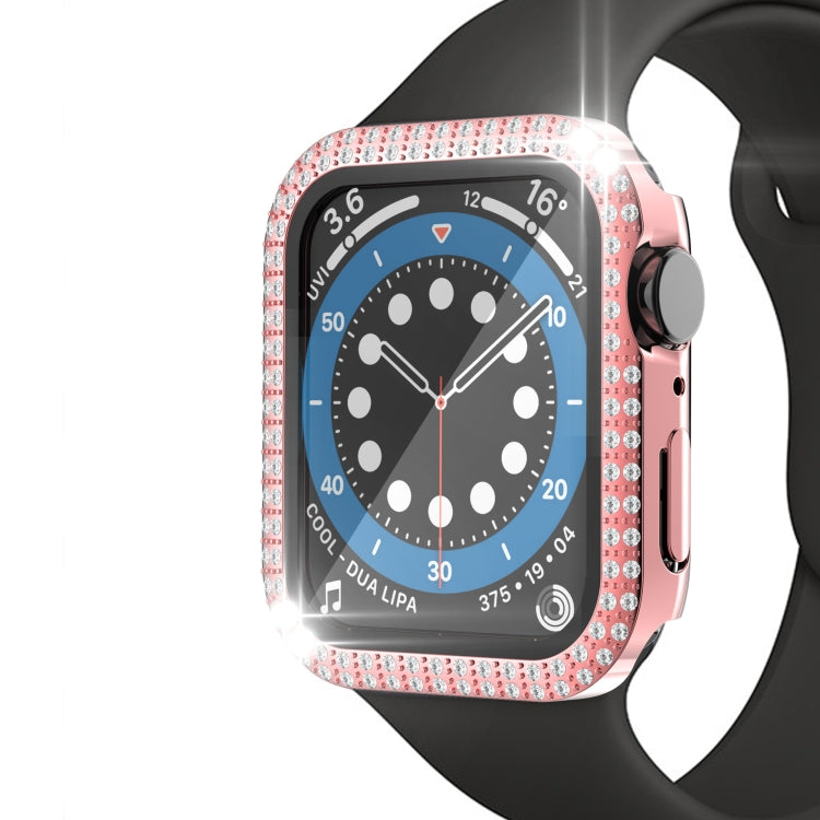 Double-Row Diamond PC+Tempered Glass Watch Case For Apple Watch Series 6&SE&5&4 40mm