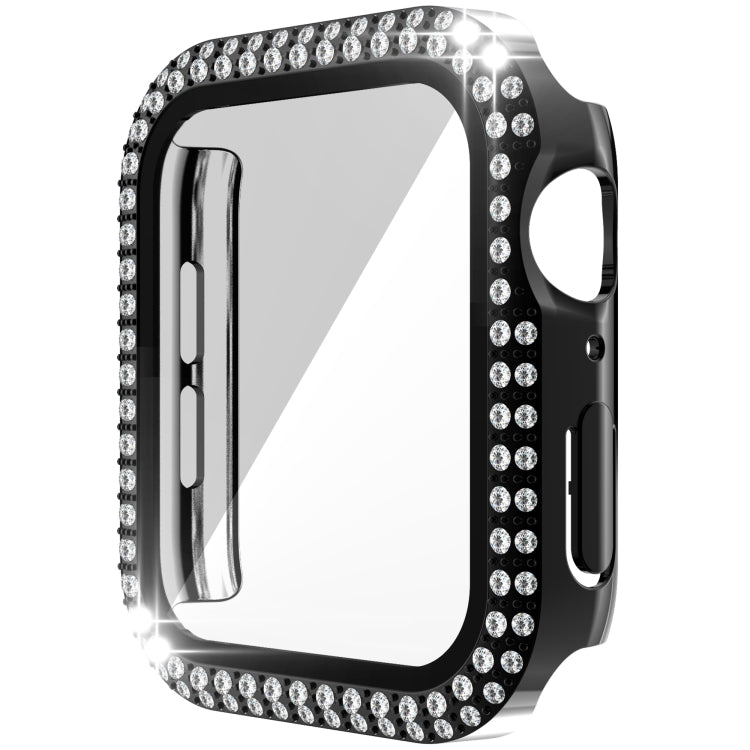 Double-Row Diamond PC+Tempered Glass Watch Case For Apple Watch Series 6&SE&5&4 40mm