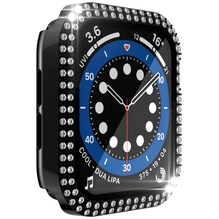Double-Row Diamond PC+Tempered Glass Watch Case For Apple Watch Series 6&SE&5&4 40mm