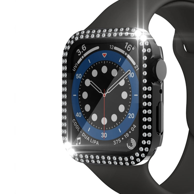 Double-Row Diamond PC+Tempered Glass Watch Case For Apple Watch Series 6&SE&5&4 40mm