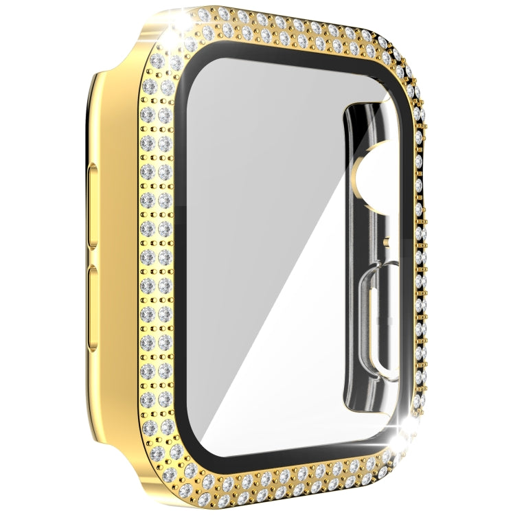 Double-Row Diamond PC+Tempered Glass Watch Case For Apple Watch Series 6&SE&5&4 40mm