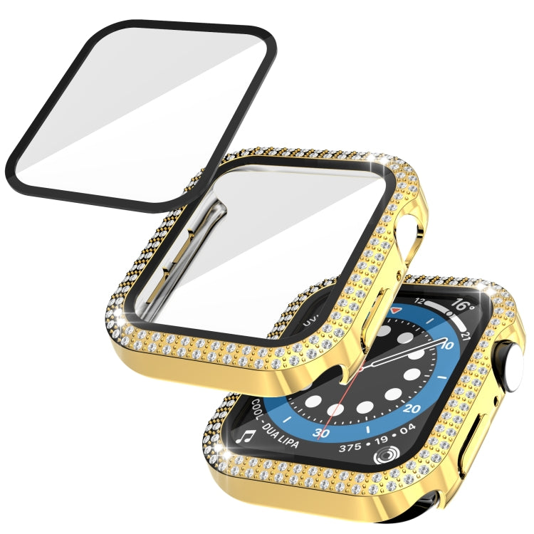 Double-Row Diamond PC+Tempered Glass Watch Case For Apple Watch Series 6&SE&5&4 40mm
