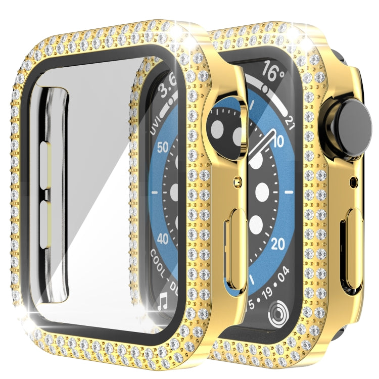 Double-Row Diamond PC+Tempered Glass Watch Case For Apple Watch Series 6&SE&5&4 40mm