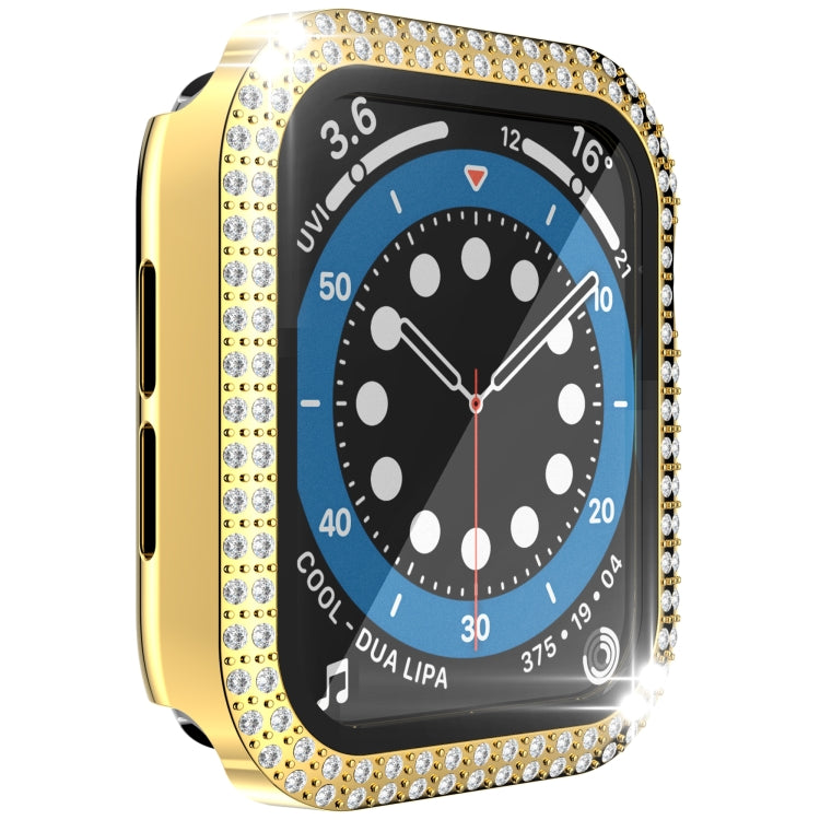 Double-Row Diamond PC+Tempered Glass Watch Case For Apple Watch Series 6&SE&5&4 40mm