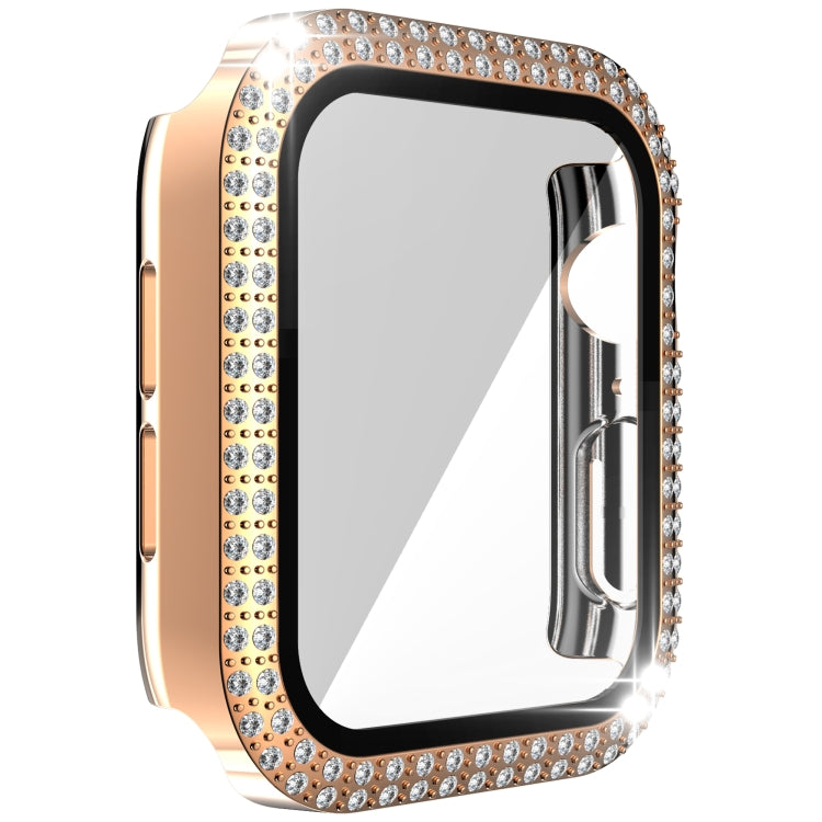 Double-Row Diamond PC+Tempered Glass Watch Case For Apple Watch Series 6&SE&5&4 40mm