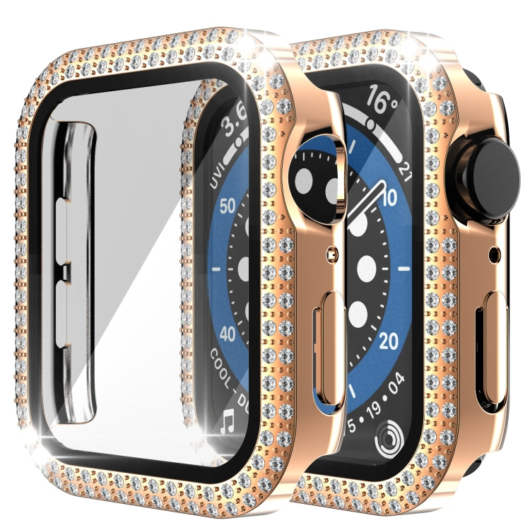Double-Row Diamond PC+Tempered Glass Watch Case For Apple Watch Series 6&SE&5&4 40mm