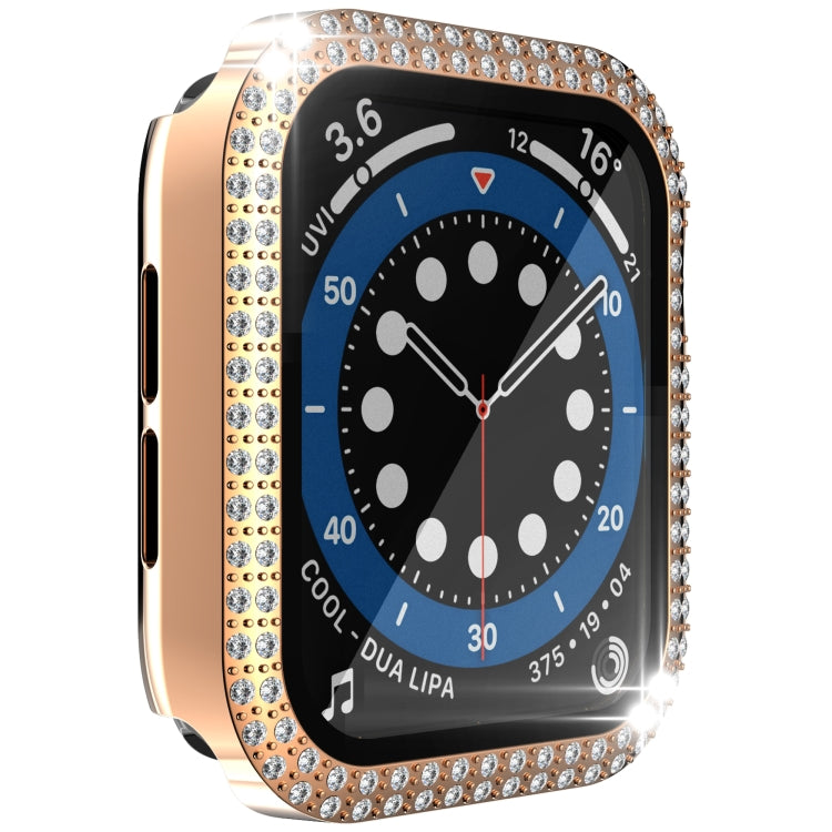 Double-Row Diamond PC+Tempered Glass Watch Case For Apple Watch Series 6&SE&5&4 40mm