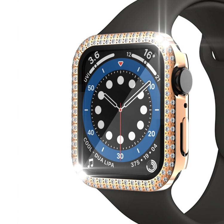 Double-Row Diamond PC+Tempered Glass Watch Case For Apple Watch Series 6&SE&5&4 40mm