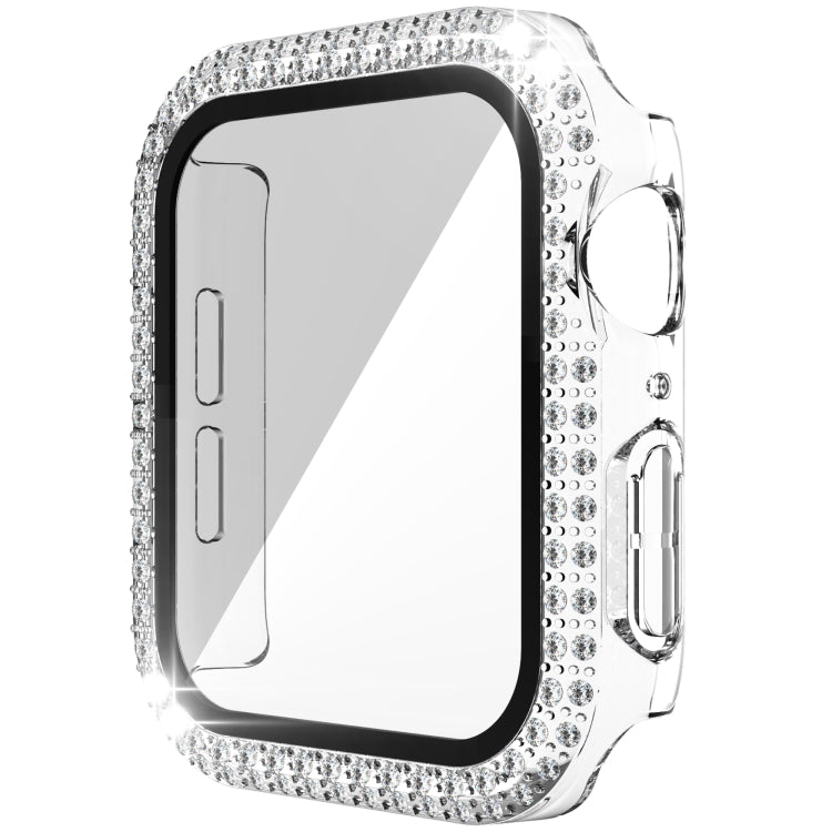 Double-Row Diamond PC+Tempered Glass Watch Case For Apple Watch Series 6&SE&5&4 40mm