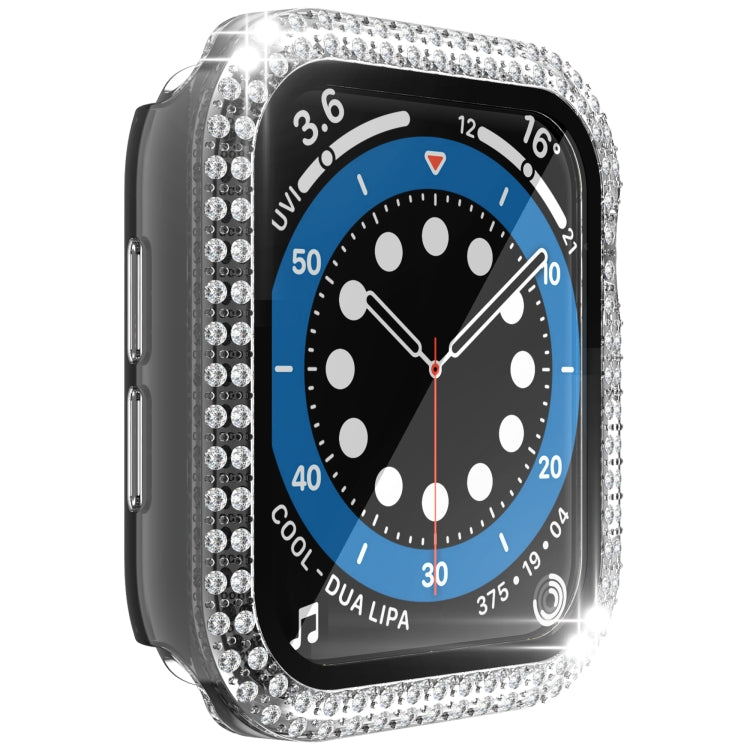 Double-Row Diamond PC+Tempered Glass Watch Case For Apple Watch Series 6&SE&5&4 40mm