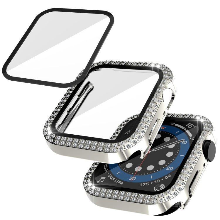 Double-Row Diamond PC+Tempered Glass Watch Case For Apple Watch Series 6&SE&5&4 40mm