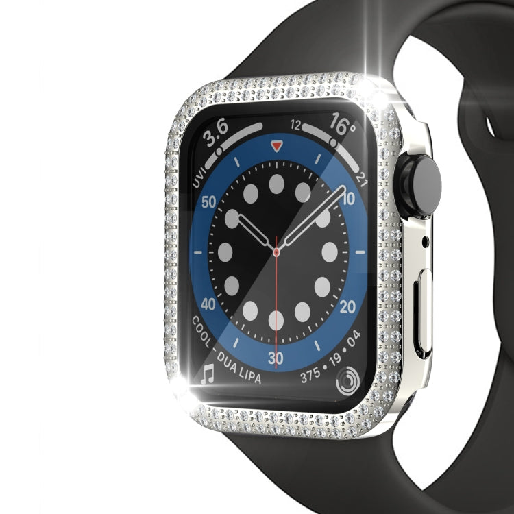 Double-Row Diamond PC+Tempered Glass Watch Case For Apple Watch Series 6&SE&5&4 40mm