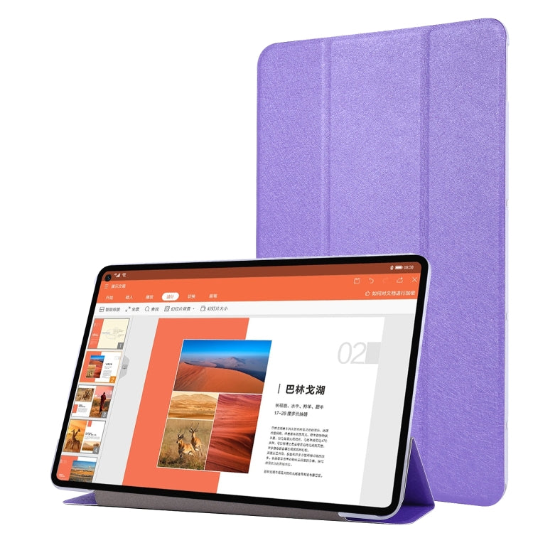 For Huawei MatePad Pro 10.8 inch Silk Texture Horizontal Flip Leather Case with Three-folding Holder