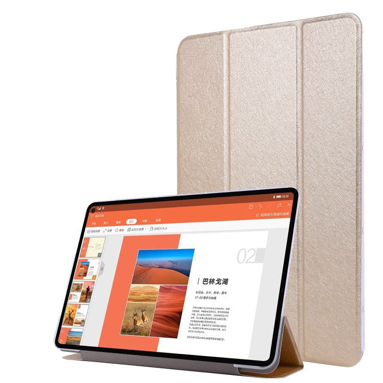 For Huawei MatePad Pro 10.8 inch Silk Texture Horizontal Flip Leather Case with Three-folding Holder