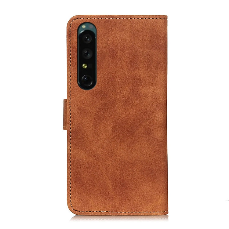For Sony Xperia I  IV KHAZNEH Retro Texture Horizontal Flip Leather Phone Case